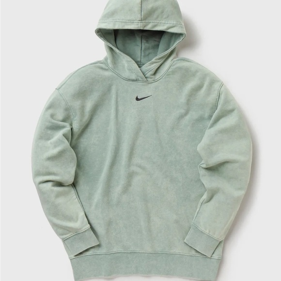 Nike Washed Fleece Hoodie Sweatshirt Jade Green Bleach - Picture 2 of 14